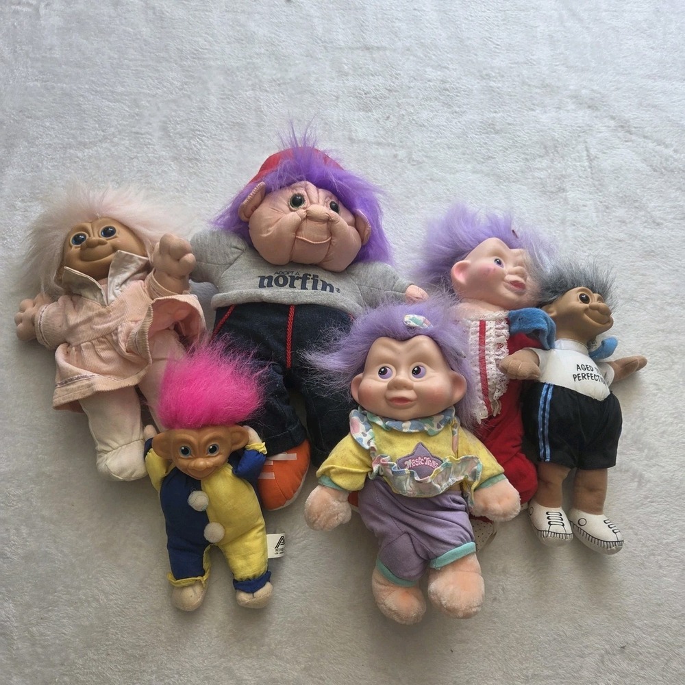 Vintage Magic Troll Dolls Norfin Dolls Lot Of 7 Flaws. As Is